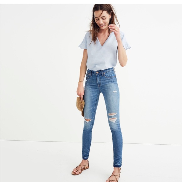 Madewell 9" High-Rise Skinny Jeans in Winifred Wash: Drop-Hem Edition 29 - Picture 5 of 13